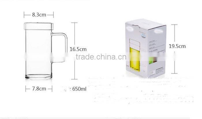 2014 new tea milk drinking glass cup with handle