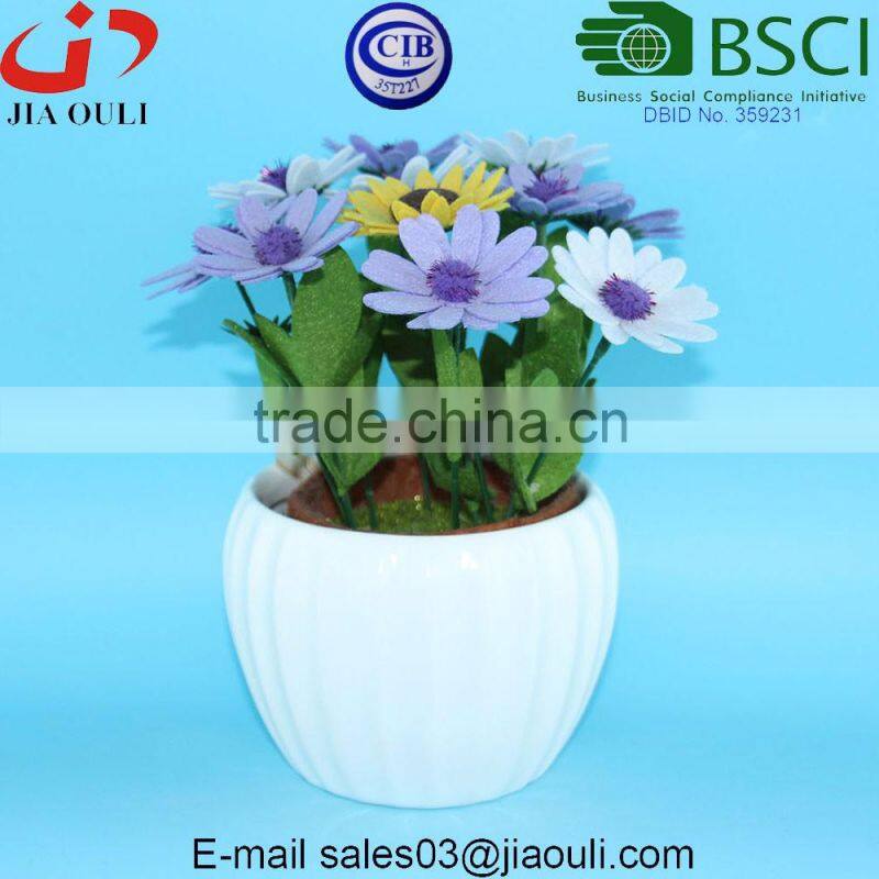 Glazed White Ceramic Succulent pot, dolomite plant pot