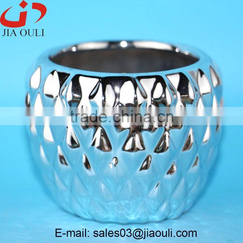 MINI pineapple shape plating silver garden pots ceramic, nursery pots