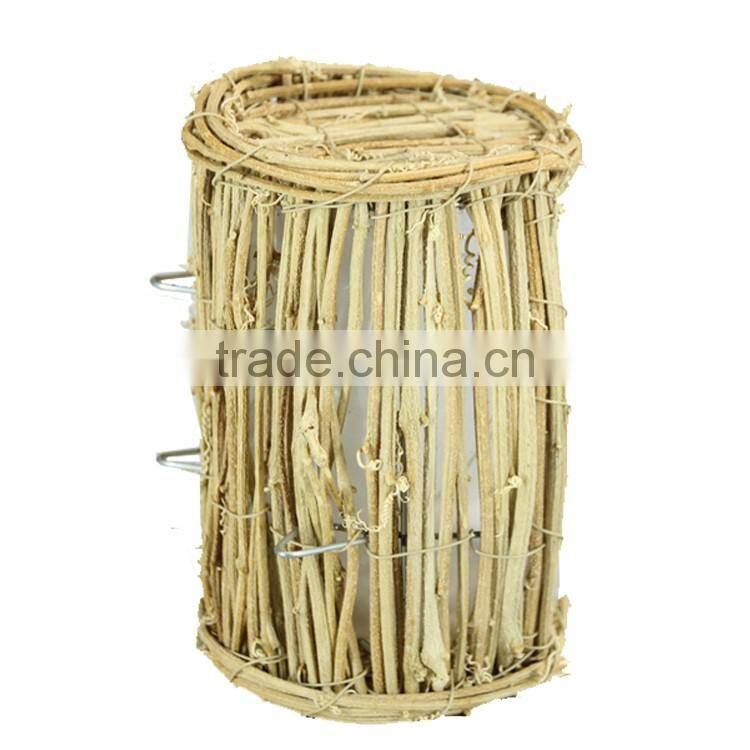 Handmade natural rattan tray with plastic linning for garden planter
