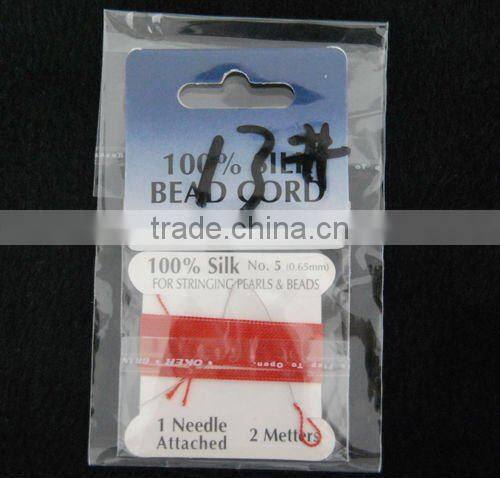 wholesale 100% bead silk threading cord with needle attached
