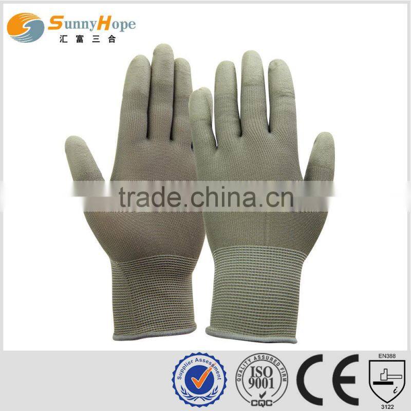 sunnyhope Gray Nylon Knit gloves with Polyurethane Coating