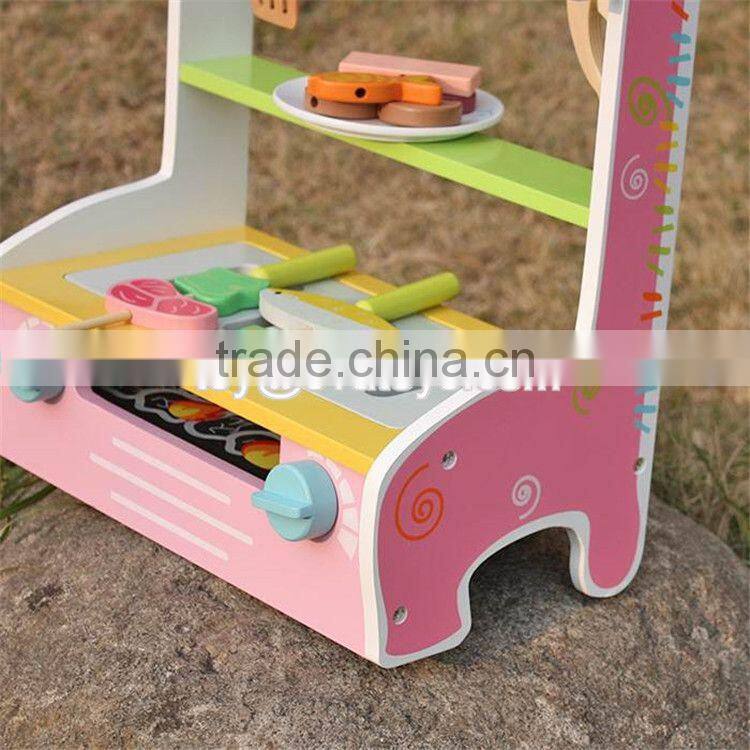 New design preschool kids play kitchen toys wooden toy bbq set W10C302