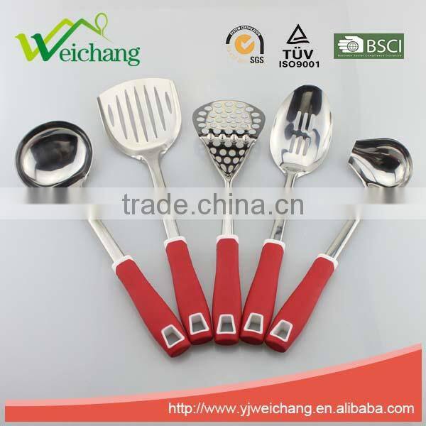 WCR131 Premium stainless steel utensils slotted turner Cooking Utensil Gadgets Set with TPR handle