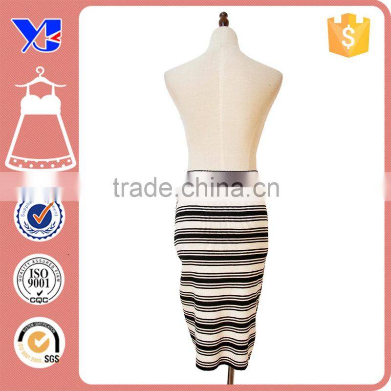 Plus Size Fashion Elegant Casual Slim Bodycon Women Stripe Knitted Wrap Skirt