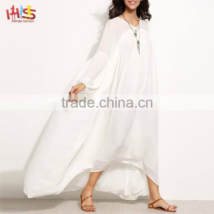 White Lantern Sleeve High Low Tent Dress Vintage Dress 1950s Spring Summer 2017 HSd7519