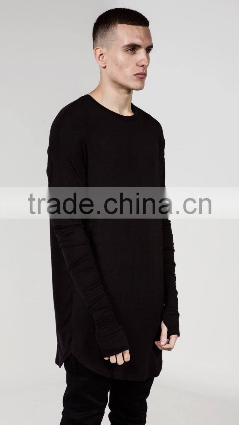 Customized cheap extra long sleeves collar men t-shirt