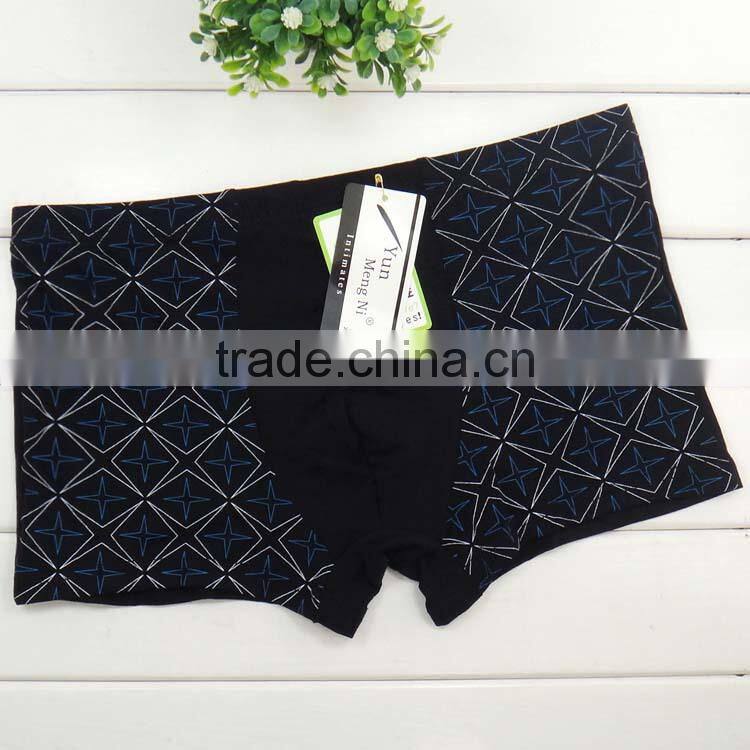 High quality printed grid sexy men's boxer briefs men's Bamboo Fiber underwear men boyshort