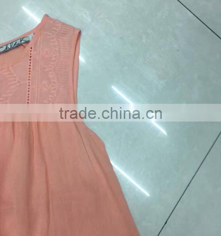 China embroidery fashion women chiffon tops garment stock lot