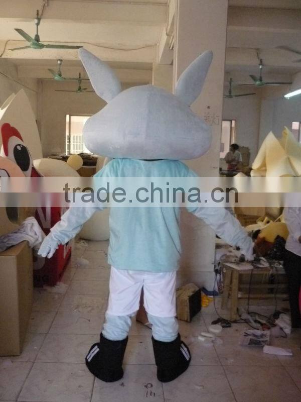 Blue Tshirt Donkey Rabbit Mascot Costume