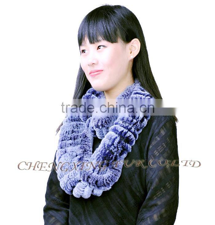 CX-S-125D Beautiful Women Real Rex Rabbit Fur Winter Fashion Lady Scarf custom scarf no minimum