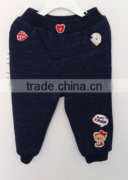cool boys navy embroidered knitted pants for Autumn
