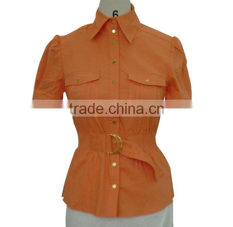 Women Clothing New Blouse Front Neck Design With Belt