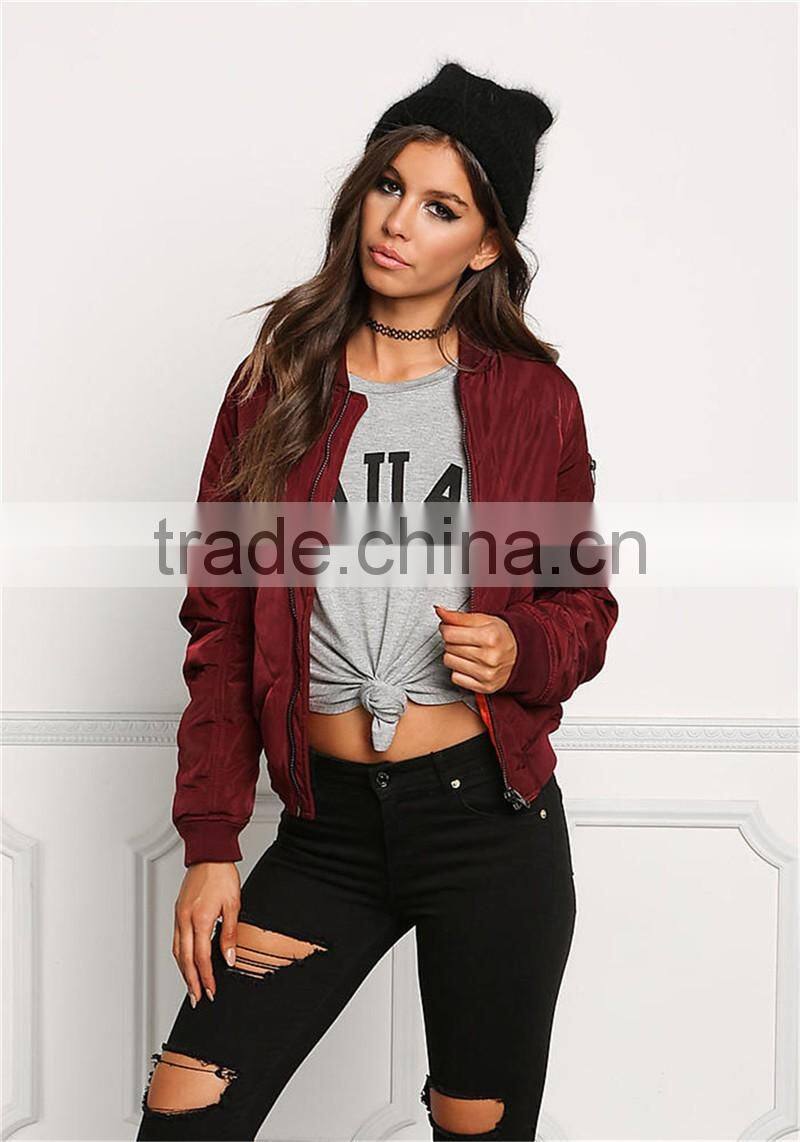 MGOO Fashion Manufacturer Women long Sleeves Coat And Jackets Ladies Western Wear Zip Up Bomber Jackets