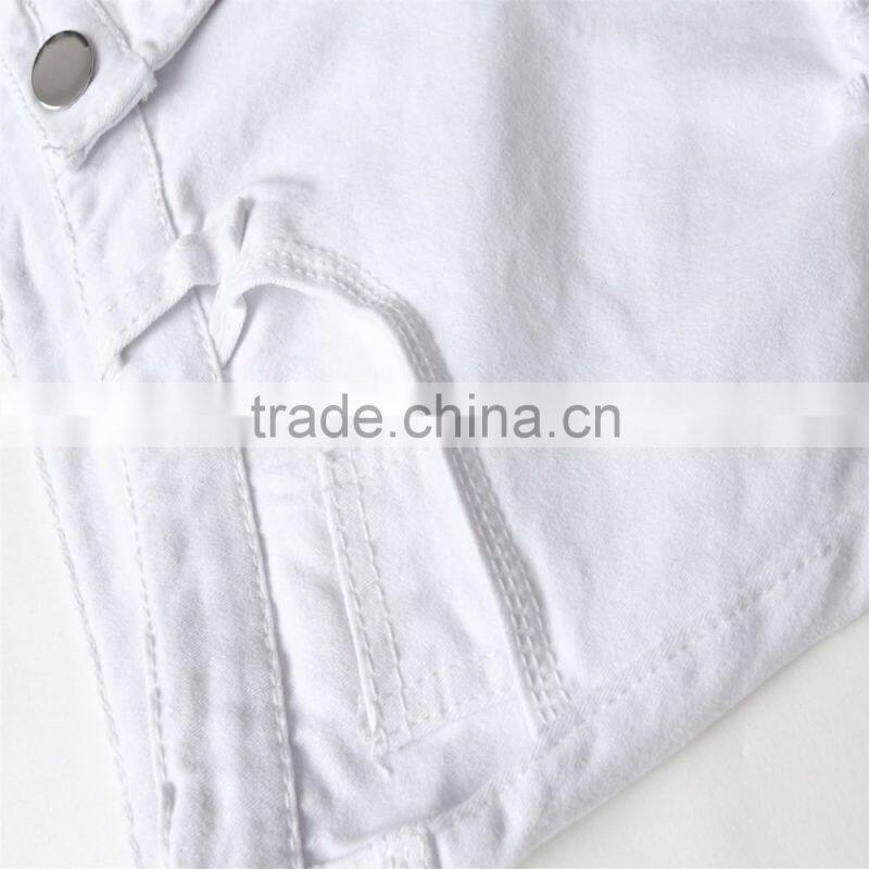 2016 Hot men's fashion men's jeans white jeans hole personality male personality zipper pants beggar