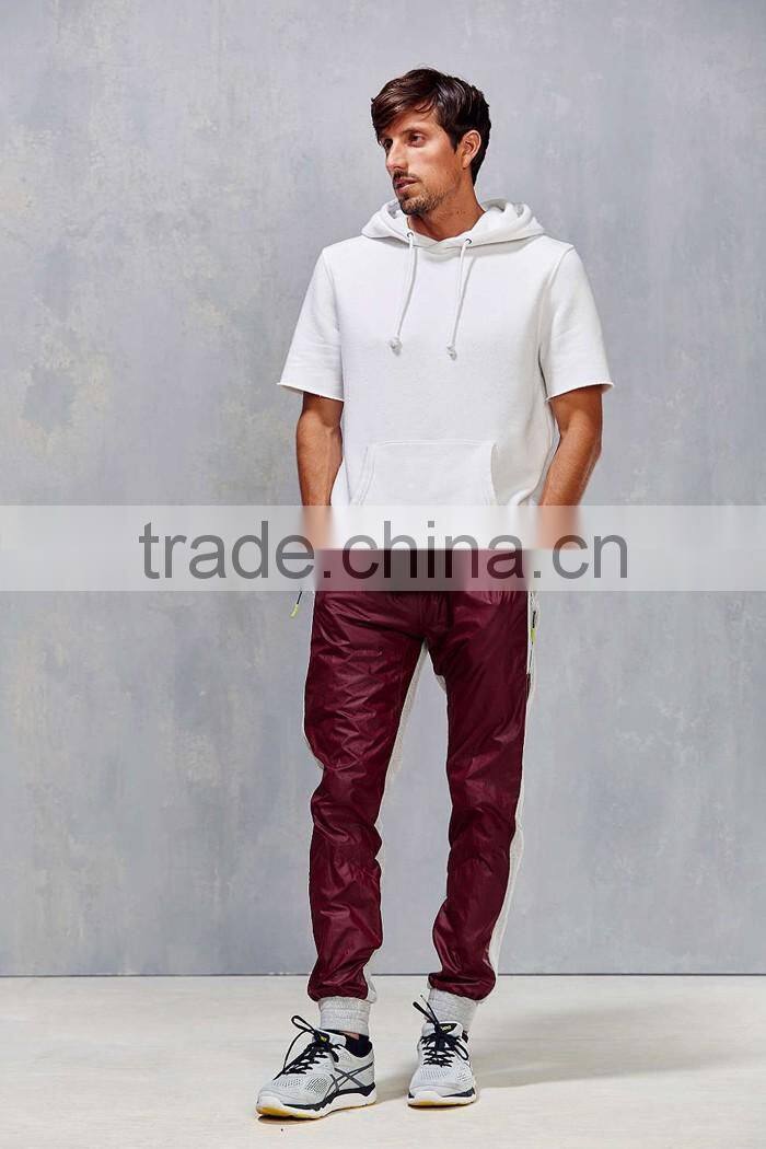 Mens red and grey stitching custom jogger sweatpants