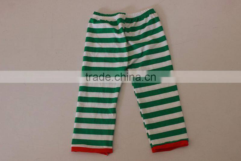 Wholesale children's boutique clothing Christmas outfit for children green stripes top and pants