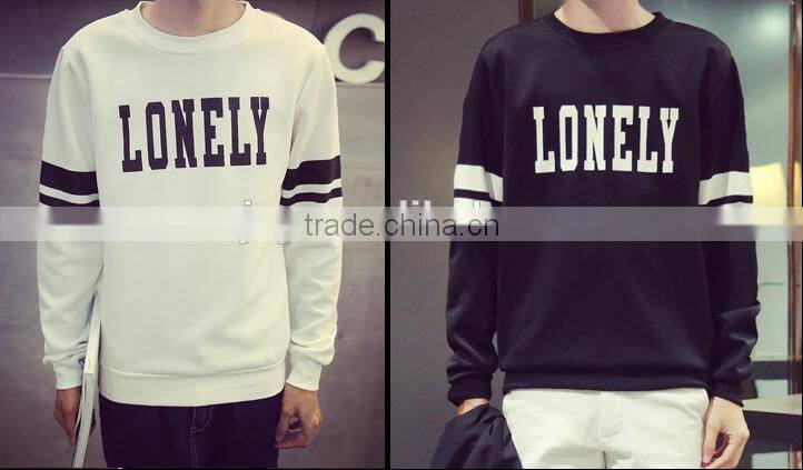 Cheap printed round neck long sleeve oversized cool men's plain printed pullover sweater hoodie