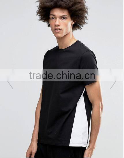 summer new style men t-shirts Stitching T-shirt hot sale white and black stitch made in China