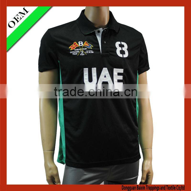 2014 black color printing fashion polo sport t-shirt for men / polyester t shirt