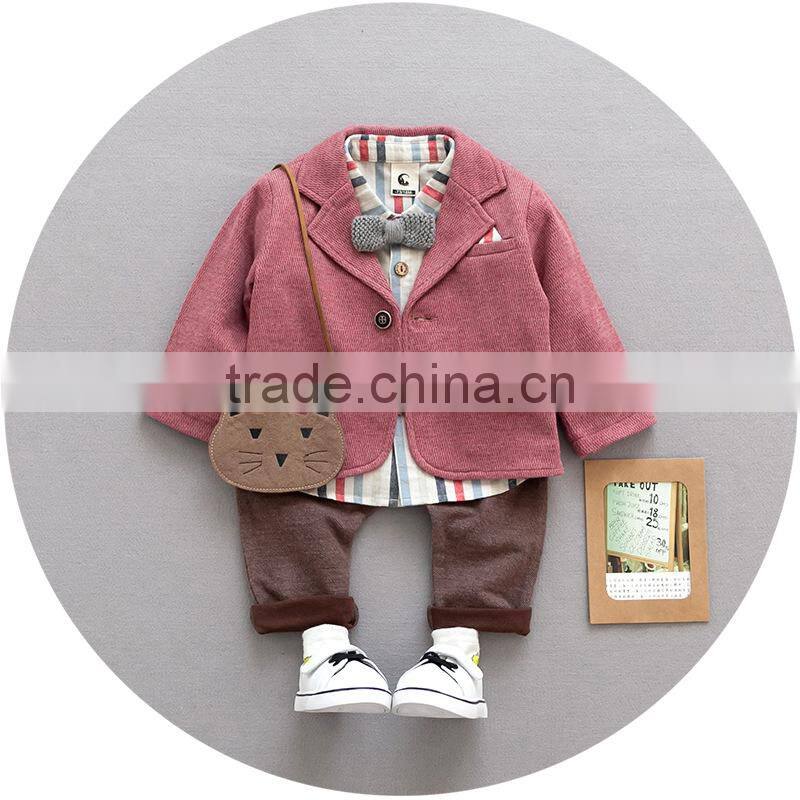S17749A Boy Clothing Sets Boy Suit Cotton Kids Coats+Shirts+Pants 3pcs Set