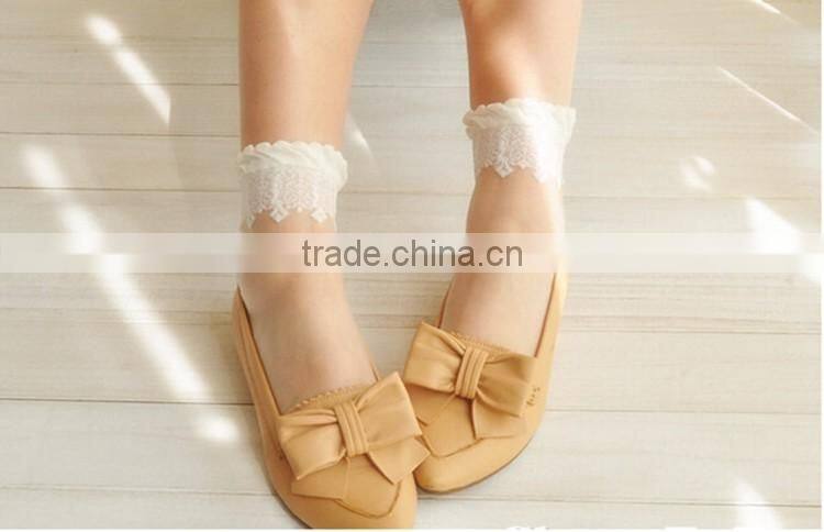 Hot sales Colorful Ultrathin Transparent Beautiful Crystal Lace Elastic Short Women Socks Calcetines Pink Sock for Womens meias