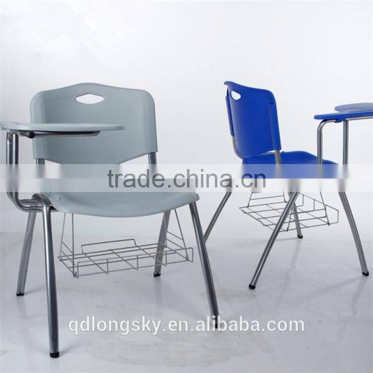 LS-4024AB new model cheap stackable plastic chair with writing pad modern tablet training school office chair for sale