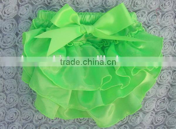 child ruffle panties girls pink satin bloomer with bowknot infant pants diaper cover summer wear cool shorts wholesale