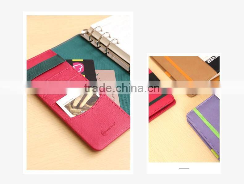 A6 PU cover agenda planner with elastic band loose leaf binding diary customizable planner