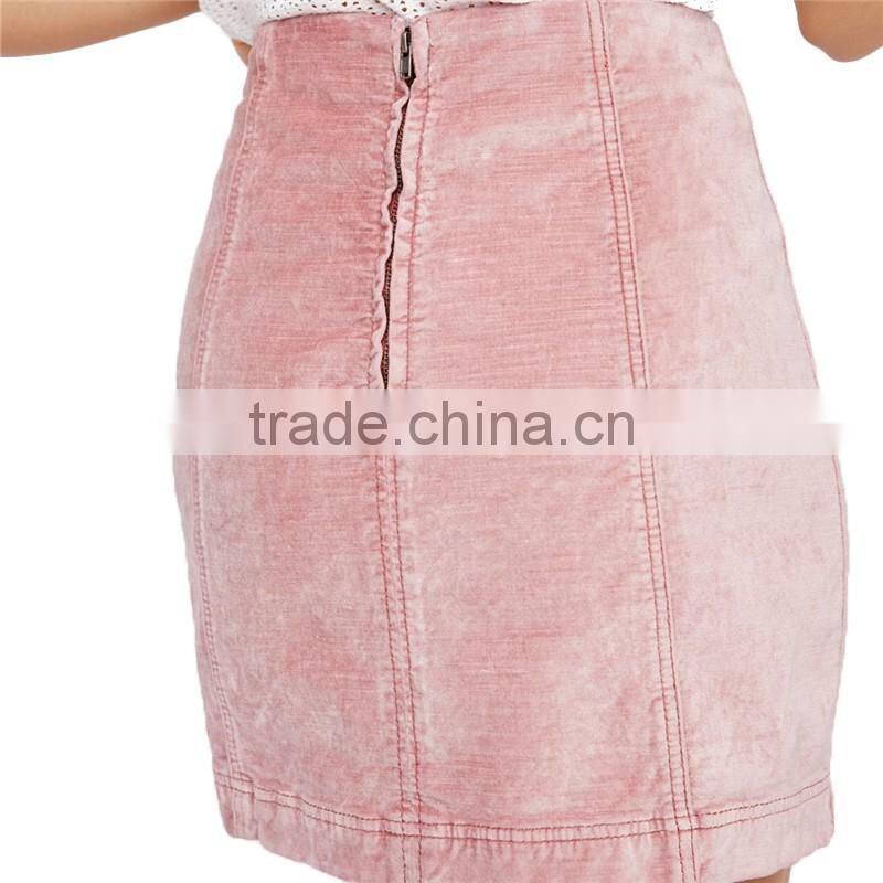 2017 OEM Spring Elegant Velvet Micro Mini Skirt with Zipper