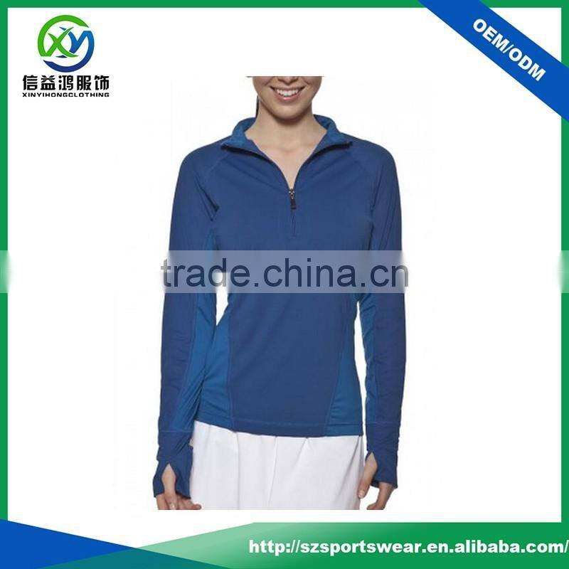New Style Contrast Color Thumb Hole Lady Golf 1 4 zip Pullover Sweatshirt