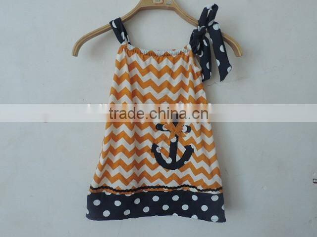 2017 Summer Kids Girls Beautiful Stripe Sleeveless Top With A Anchor