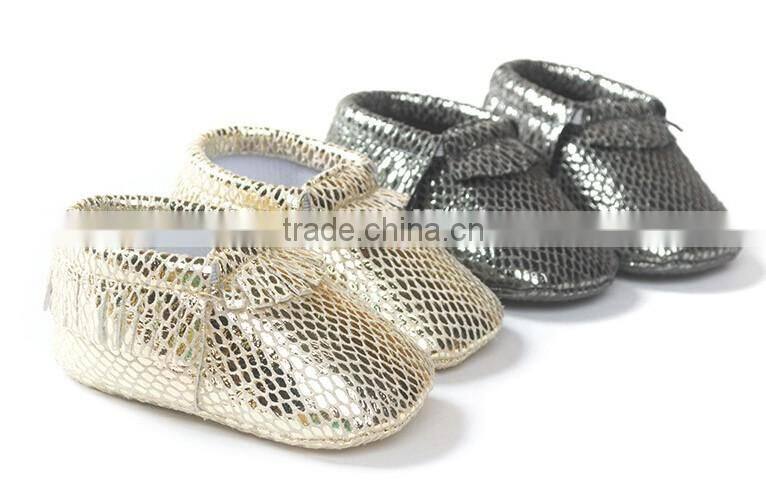 shinning leather moccasins shoes for baby, baby PU shining moccains