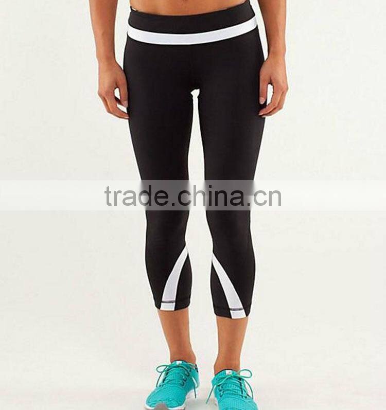 2015Wholesale 100% polyester womens slim fit 3/4 sports pants T-6