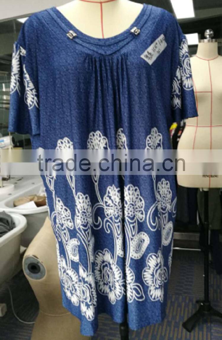 2017 Summer jeans blue color plus size fashion design lady blouse with button