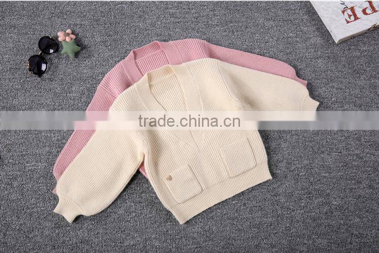 Wholesale Lantern Sleeve V Neck High Quality Girl Sweater Pullover