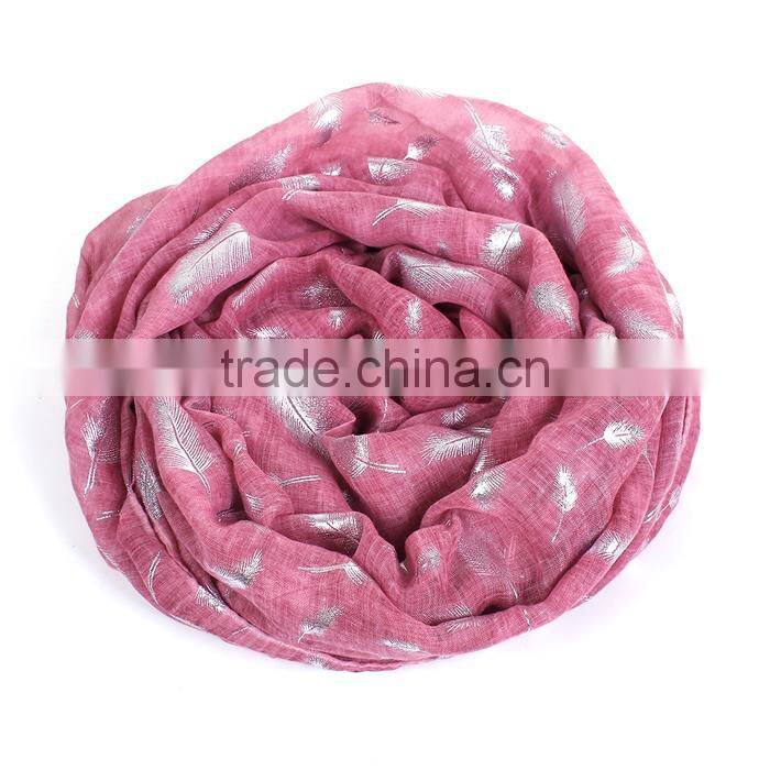 Cotton Polyester Blend Scarves & Wraps Rectangle Silver Fuchsia Feather Custom Made Scarf