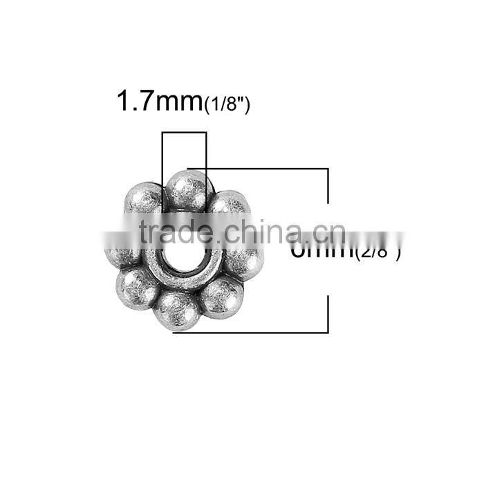 Zinc Based Alloy Spacer Beads Flower Antique Silver