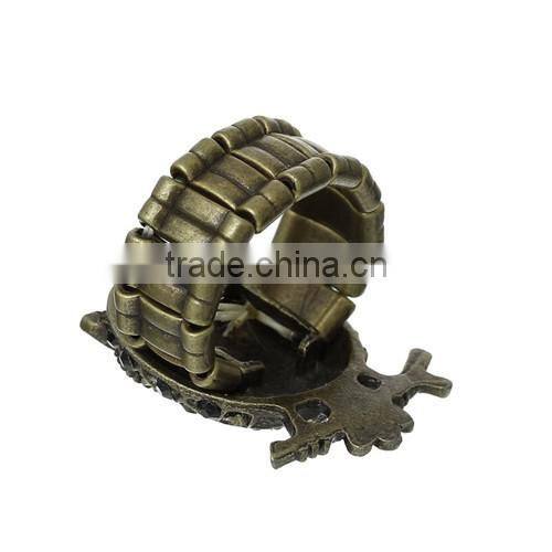 Antique Bronze Black Acrylic Owl Stand Branch Halloween Elastic Stretch Rings 19.1mm(US 9)