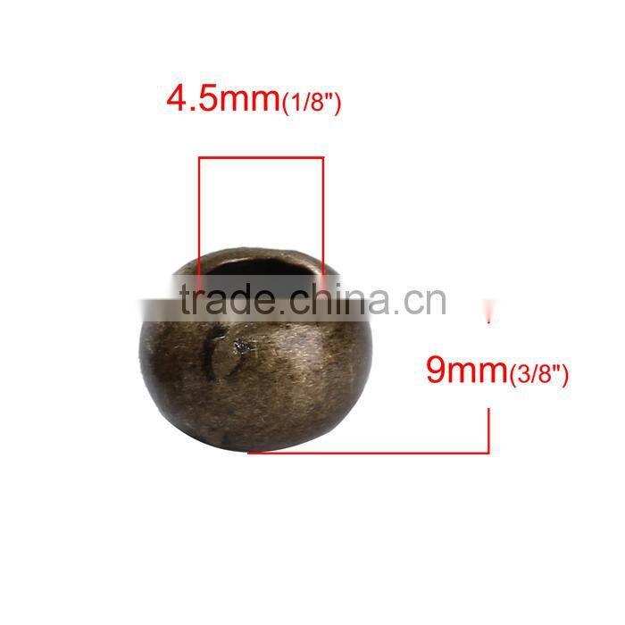 Zinc Based Alloy European Style Large Hole Charm Beads Round Antique Bronze