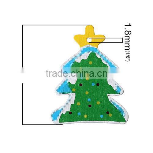 Green Christmas Tree Wood Charm Pendants 3.7cmx29.0mm
