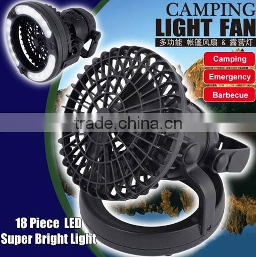 2Pcs Deluxe Camping Combo 18-LED Lantern Fan Tent Hanging Outdoor Light