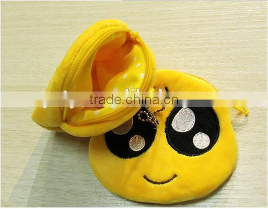 Popular 10cm plush emoji coin purse with zipper
