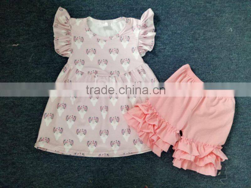 Wholesale Christmas Baby Remake Clothes Toddlers Girls Fall Boutique Children's Gift Style Outfits Ruffle Pants Clothing Set