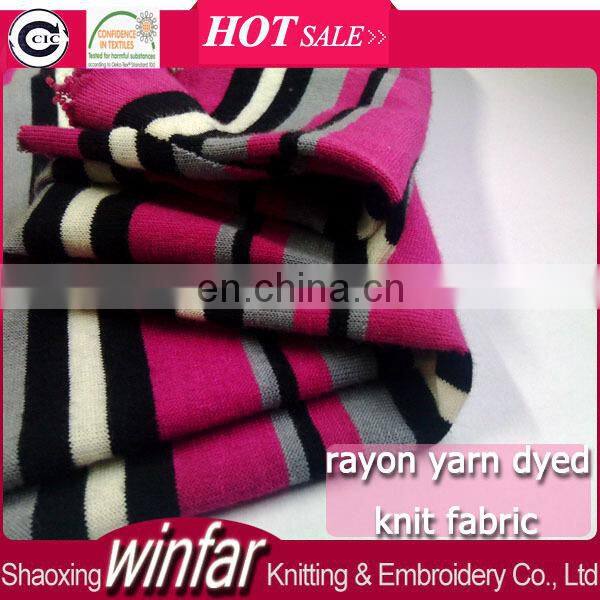 Winfar Textile Single Jersey Ring Spun Yarn Dyed Stripe 30S Viscose Jersey Fabric