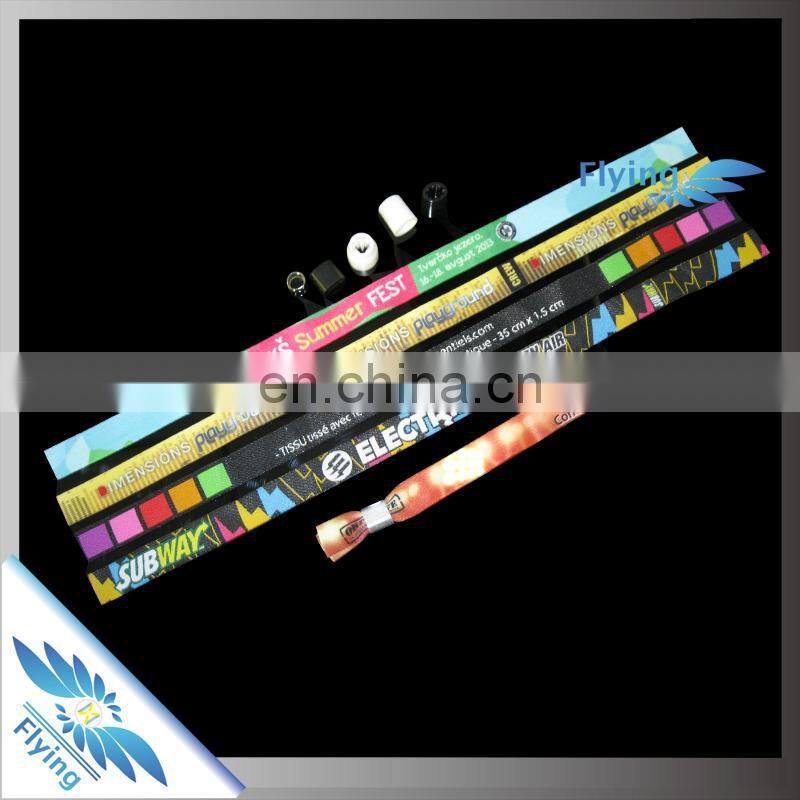 2016 hot selling full color festival fabric wristbands with plastic clip