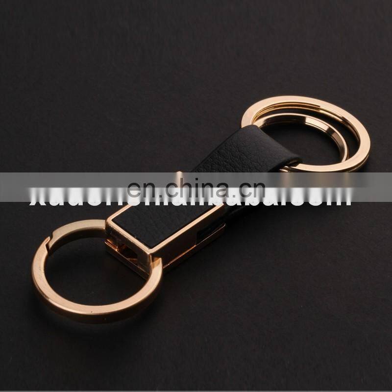 popular style embossed logo black leather keychain for business promotional gift