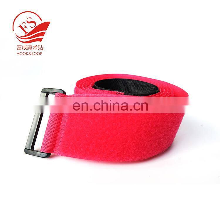 Colorful luggage fastener tape nylon hook loop strap with buckle