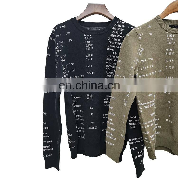 DiZNEW Wholesale Cotton Jacquard Knitted Pullover Sweater Men