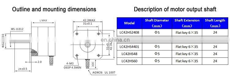 HONGJUN 2 phase 1.8 degree nema 17 stepper motor for CNC Machine